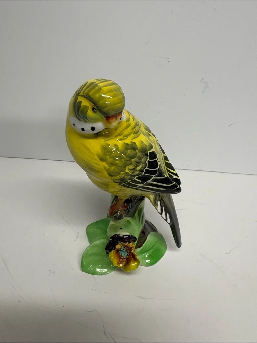 Vintage Napcoware Porcelain Figurine Parakeet Decorative Bird Statue